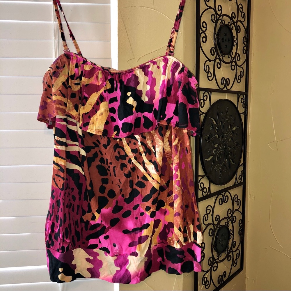 Lane Bryant | Ruffle animal print tank